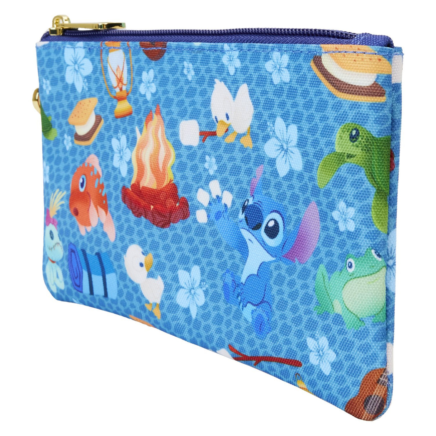 WDWC0065 - Loungefly Disney Lilo & Stitch Camping Cuties Allover Print Nylon Wristlet - Side View