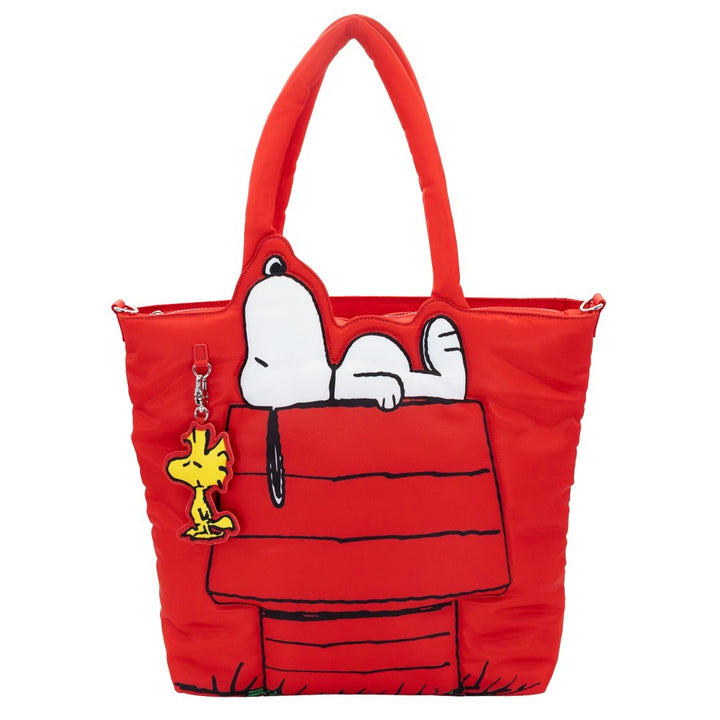 Whatever Makes You Happy Peanuts 75th Anniversary Snoopy House Padded Nylon Tote Bag