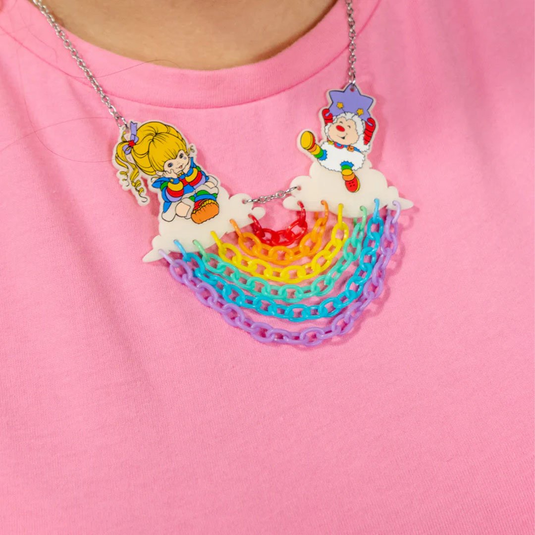 Whatever Makes You Happy Rainbow Brite Rainbow Clouds Acrylic Necklace