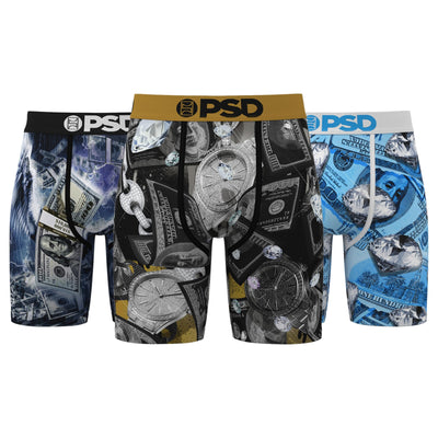 PSD Underwear Men's High Roller Boxer Briefs 3-Pack