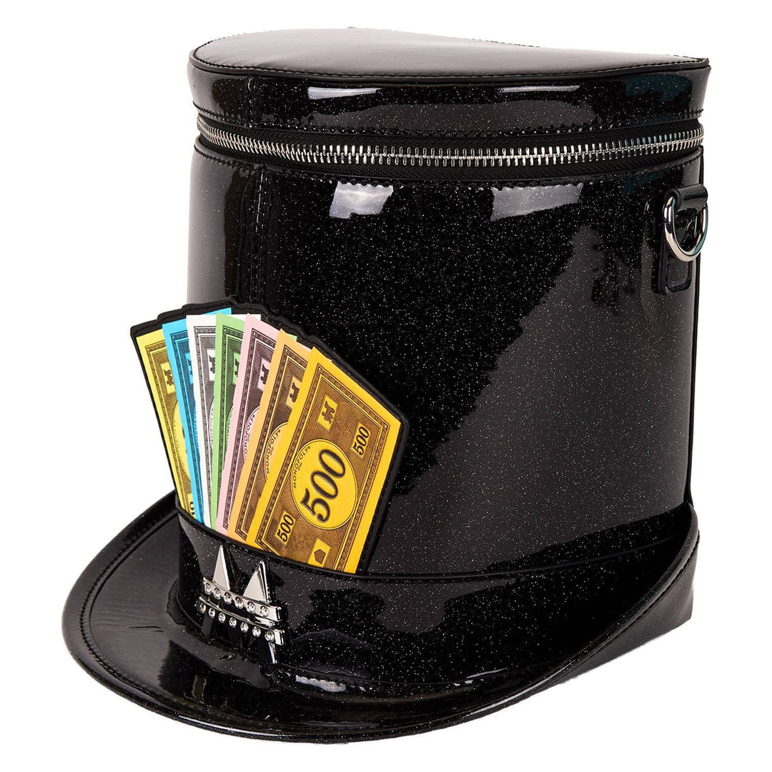 Loungefly Hasbro Monopoly 90th Anniversary Top Hat Glitter Figural Crossbody Bag