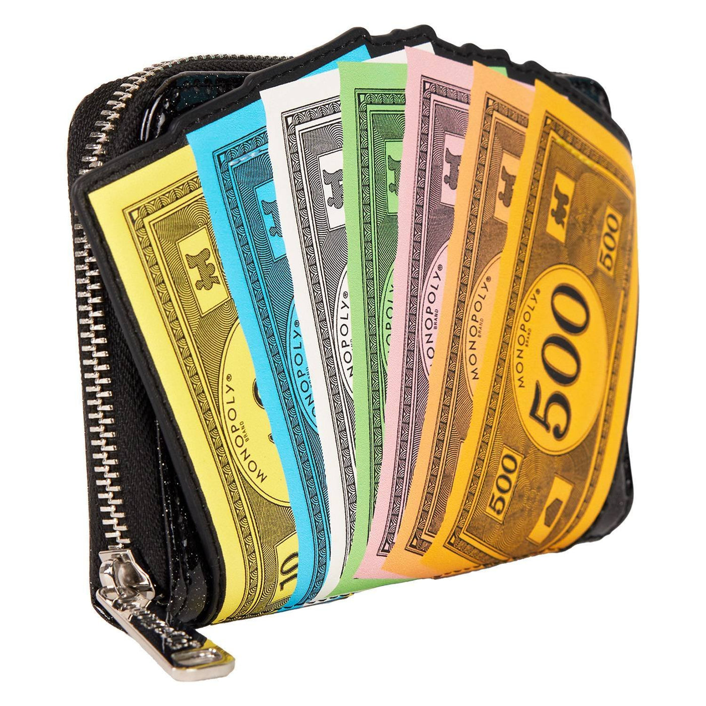 Loungefly Hasbro Monopoly 90th Anniversary Money Glitter Zip Around Wallet
