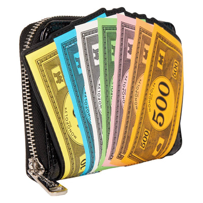 Loungefly Hasbro Monopoly 90th Anniversary Money Glitter Zip Around Wallet