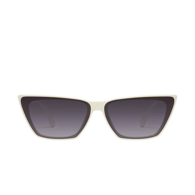 Quay Women's Bad Habit Cat Eye Sunglasses (Bone Frame/Smoke Lens) - front