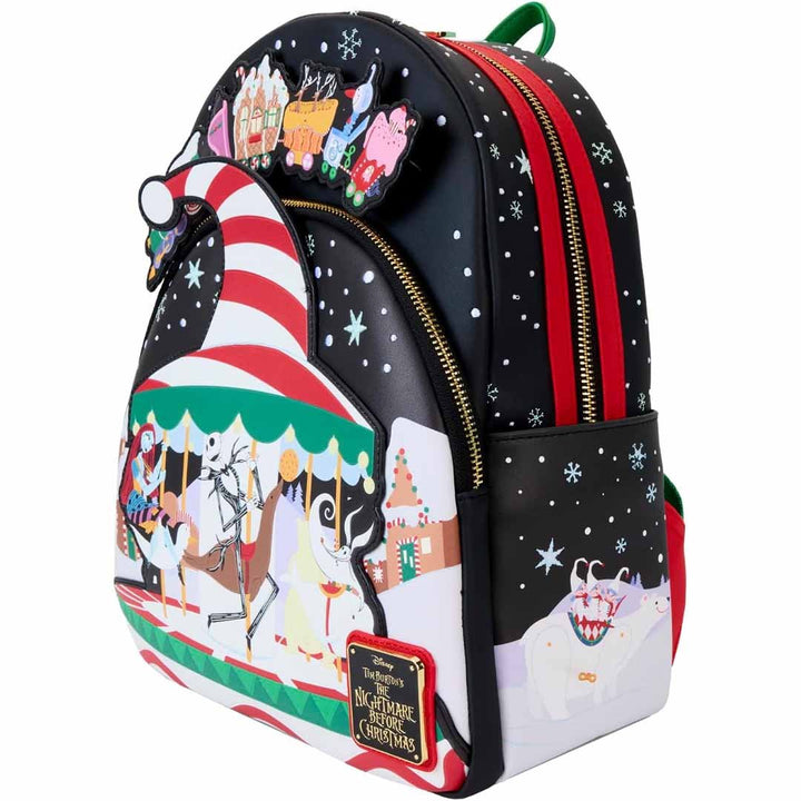 Loungefly Disney The Nightmare Before Christmas Candy Cane Carousel Glow Mini Backpack