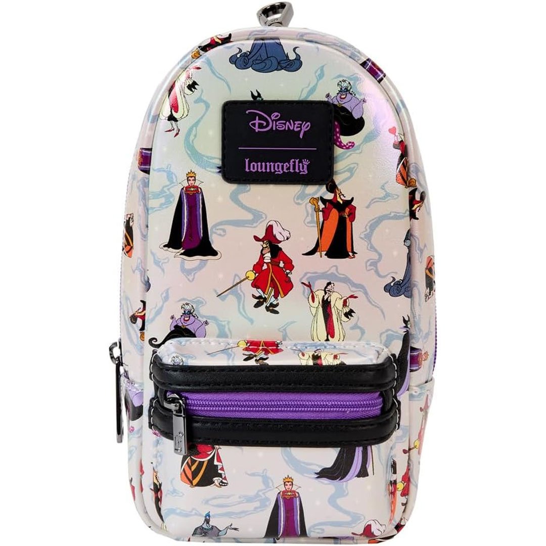 Loungefly Disney Villains Iridescent All-Over Print Stationery Mini Backpack Pencil Case