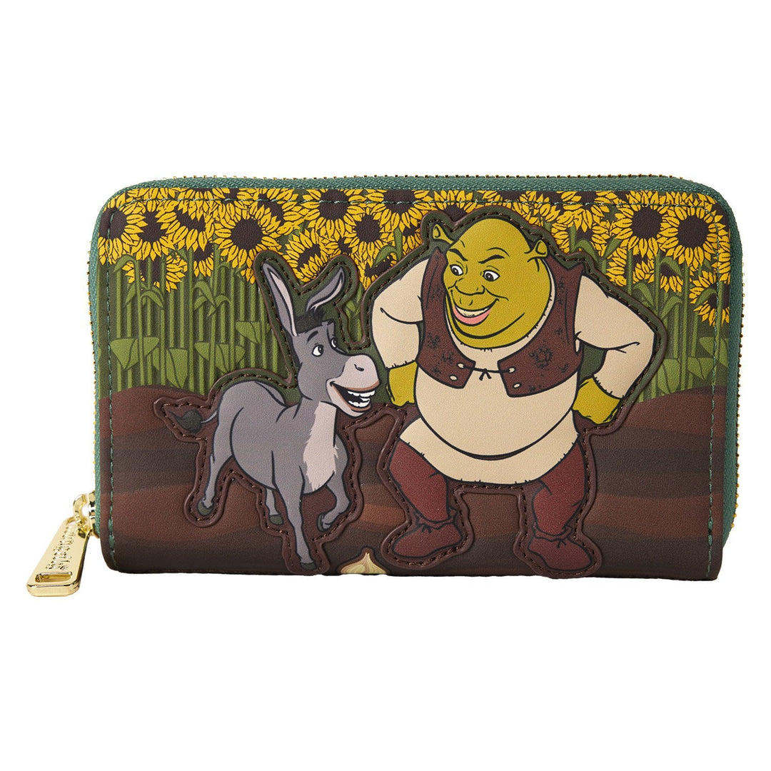 Loungefly Dreamworks Shrek &amp; Donkey Sunflower Field Zip Around Wallet
