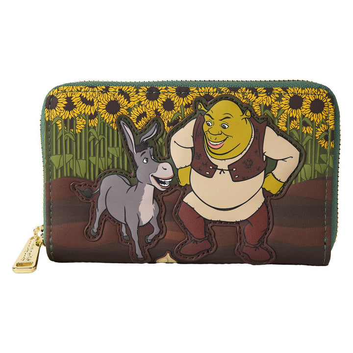 Loungefly Dreamworks Shrek &amp; Donkey Sunflower Field Zip Around Wallet