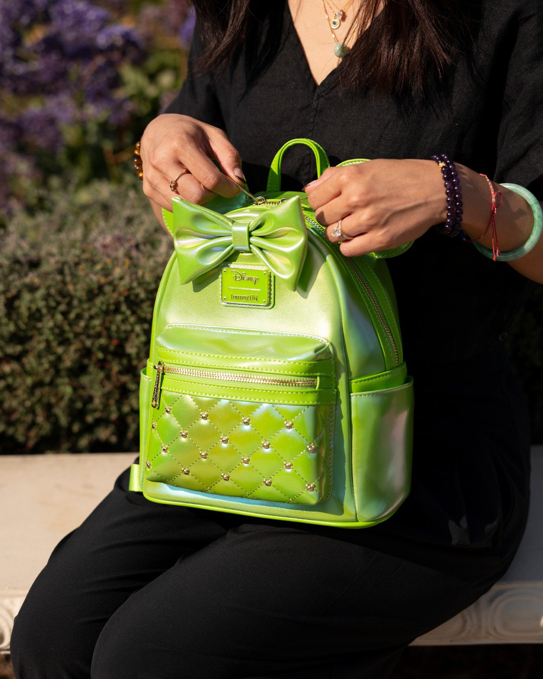 Loungefly Disney The Minnie Mouse Classic Series Mini Backpack: Emerald Iridescent  - 707 Street Exclusive