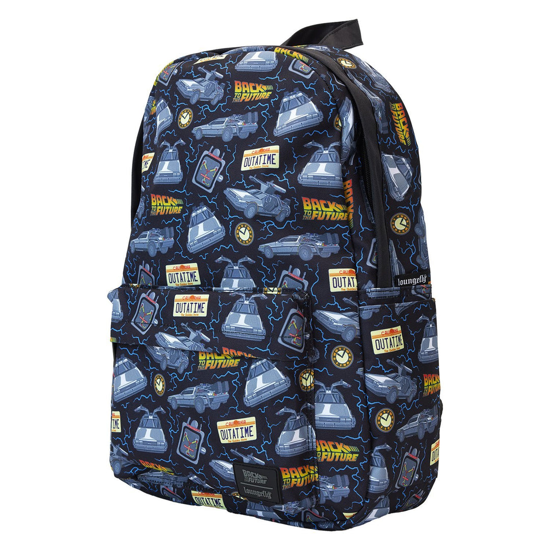 Loungefly Universal Back To The Future 40th Anniversary All-Over Print Nylon Full-Size Backpack