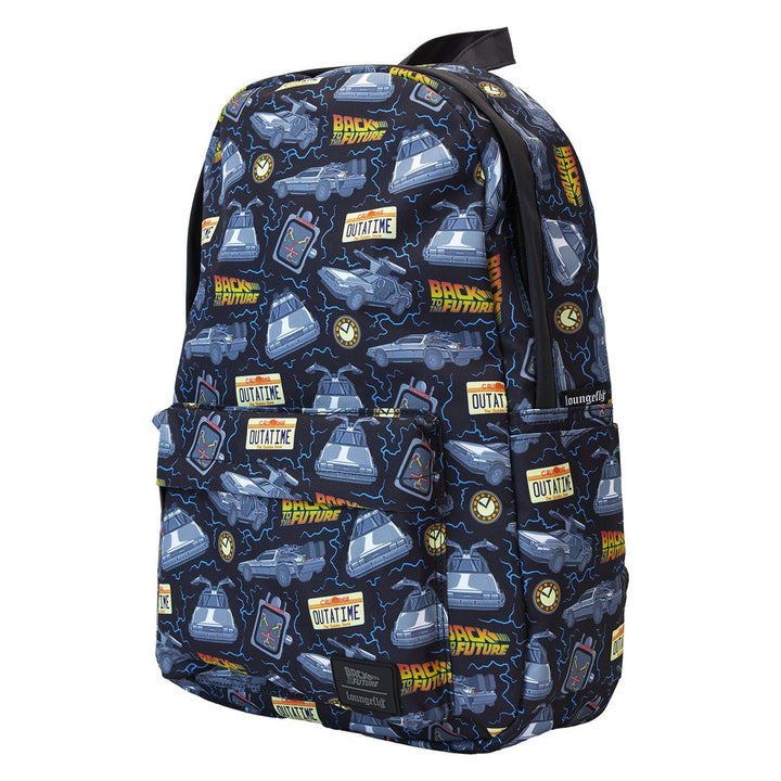 Loungefly Universal Back To The Future 40th Anniversary All-Over Print Nylon Full-Size Backpack
