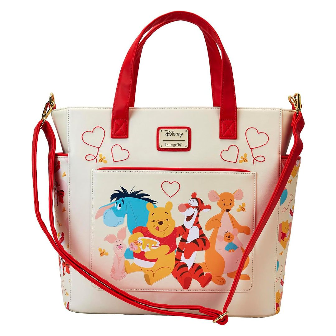 Loungefly Disney Winnie The Pooh &amp; Friends Hearts Convertible Backpack &amp; Tote Bag