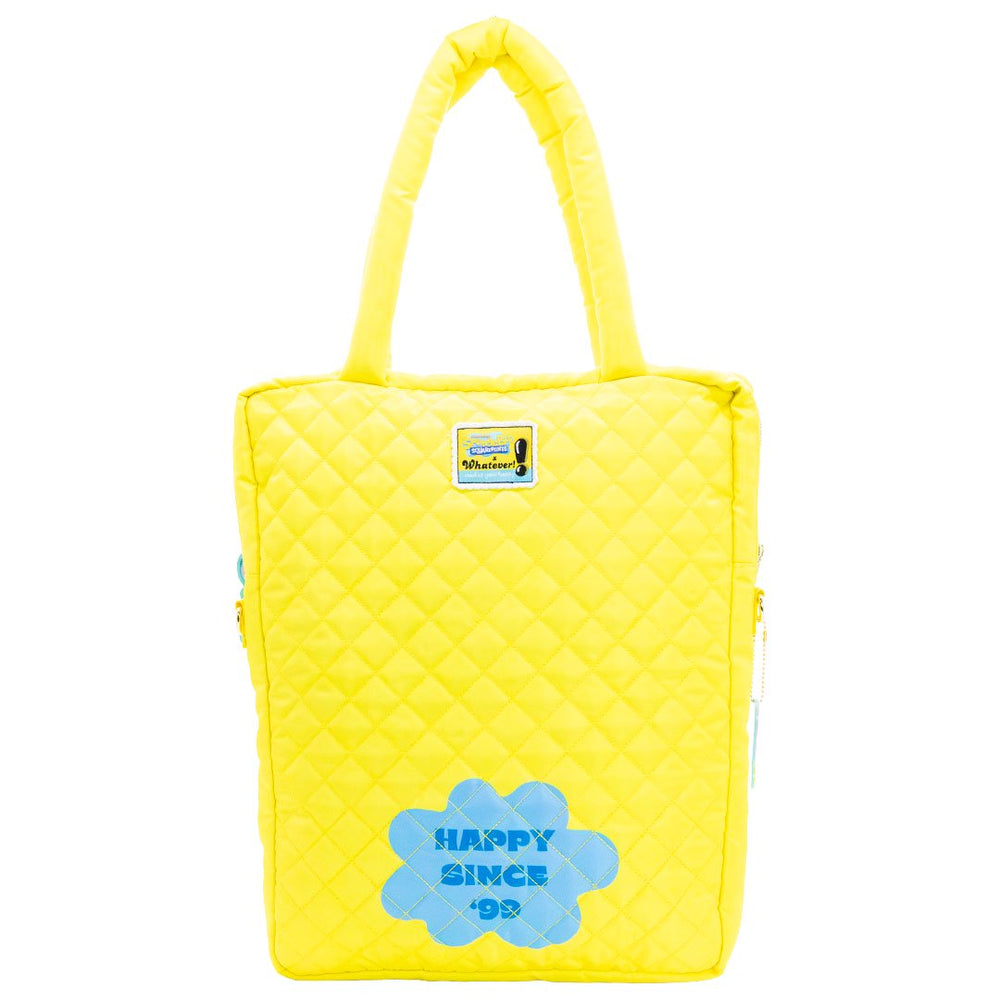 Whatever Makes You Happy Spongebob Quilted Nylon Oversized Tote Bag