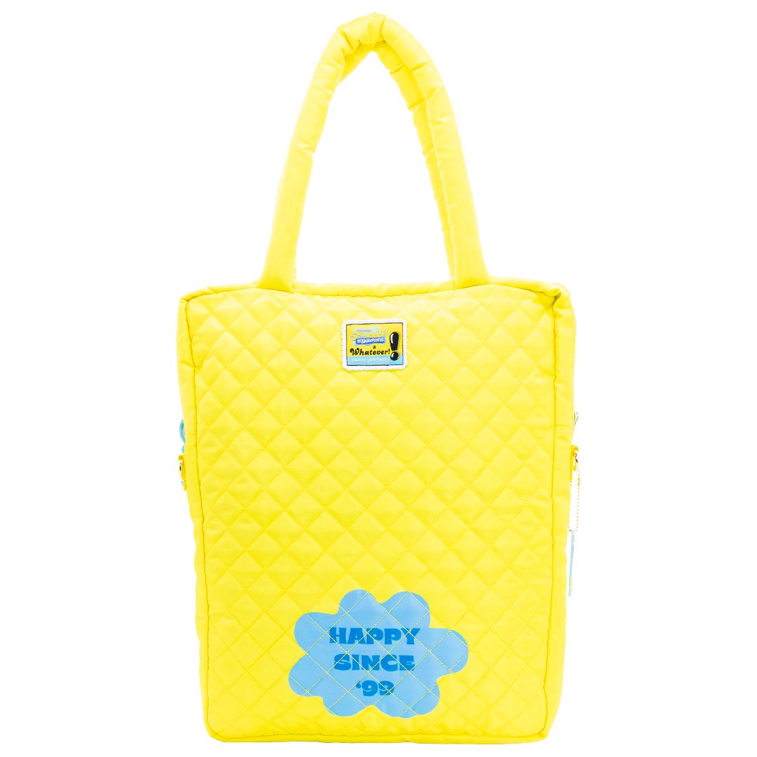 Whatever Makes You Happy Spongebob Quilted Nylon Oversized Tote Bag