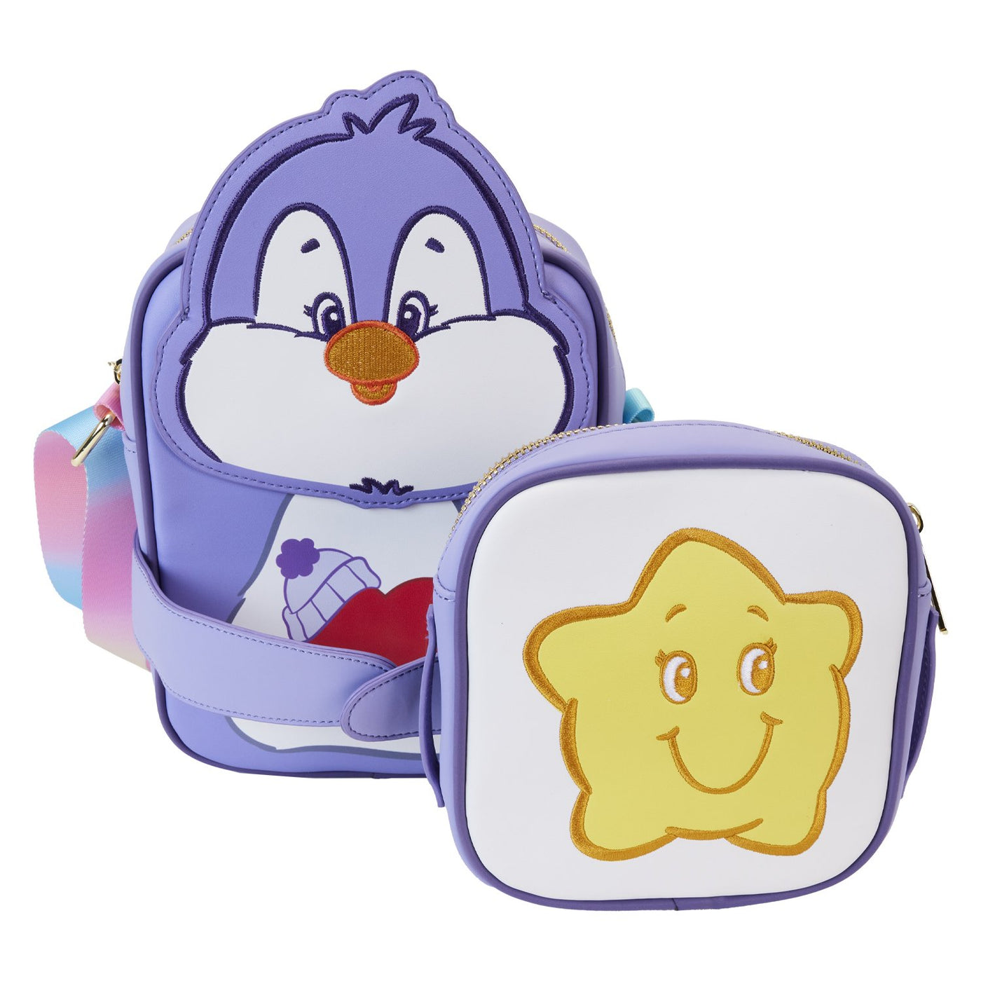 Loungefly Care Bears Cousins Cozy Heart Penguin Crossbuddy Bag - Detachable Pouch
