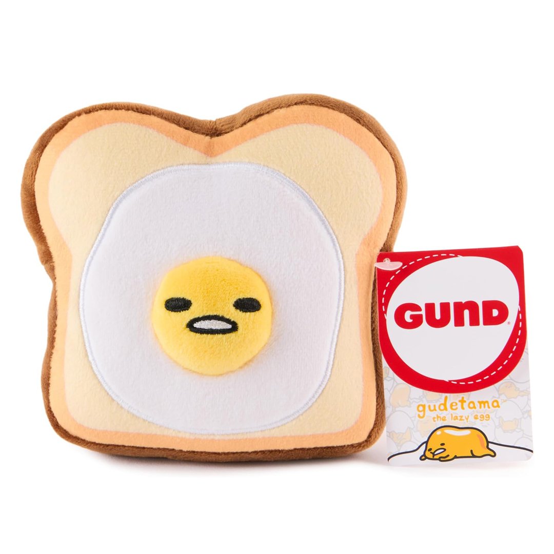 GUND Sanrio Gudetama The Lazy Egg Stuffed Animal, Gudetama Egg Toast 5" Plush Toy