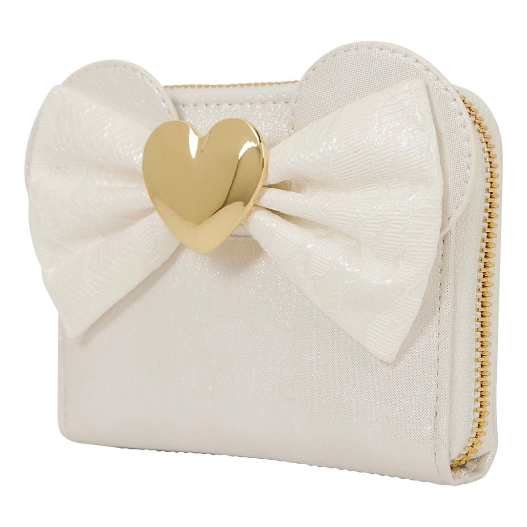 Loungefly Disney Minnie Mouse Iridescent Lace Wedding Zip Around Wallet