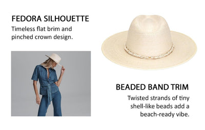 Lack of Color Women's Paradise Fedora Bead Trim Palm Straw Hat