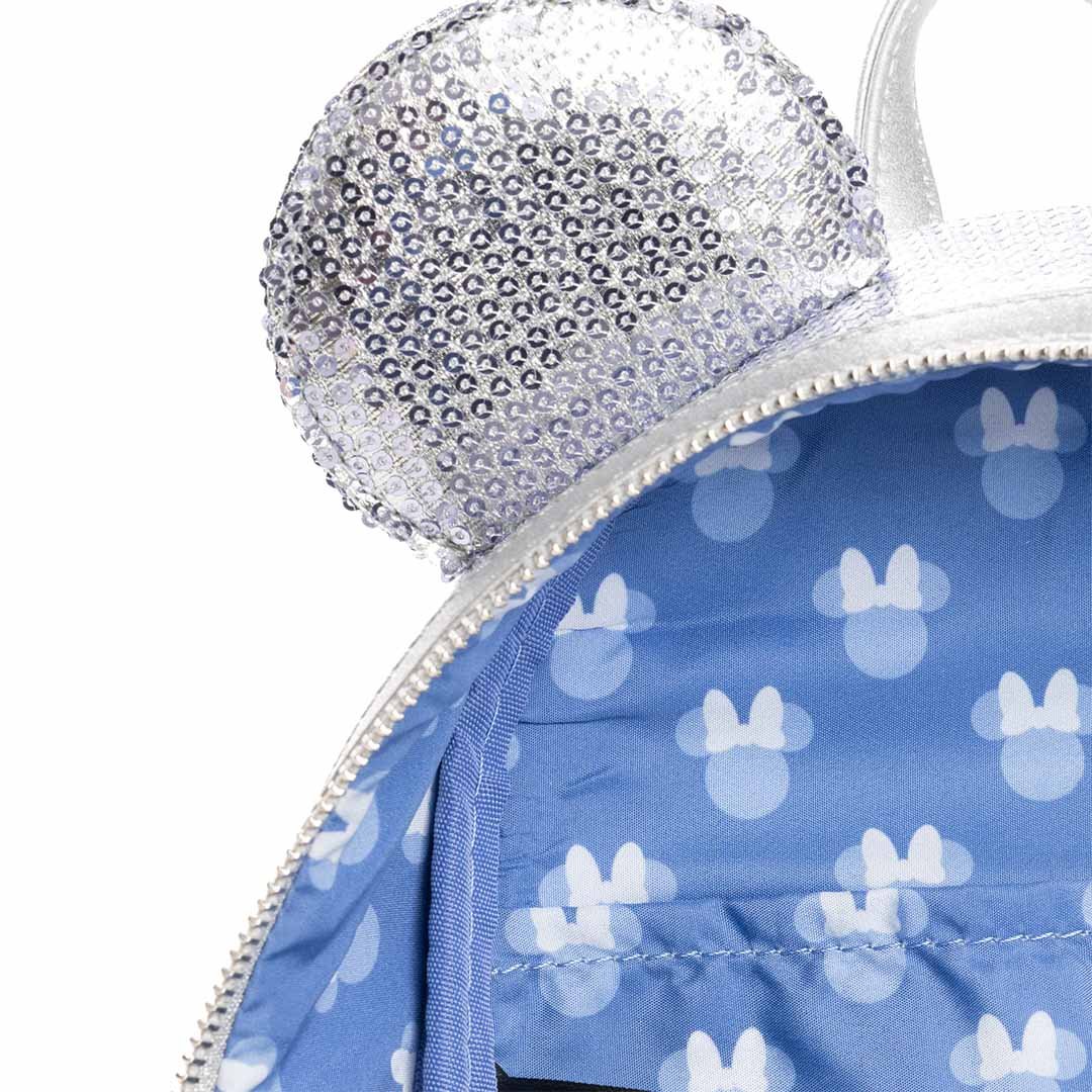 Loungefly Disney Minnie Mouse Platinum Sequin Mini Backpack - 707 Street Exclusive