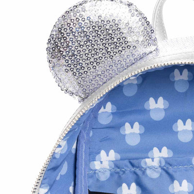 Loungefly Disney Minnie Mouse Platinum Sequin Mini Backpack - 707 Street Exclusive