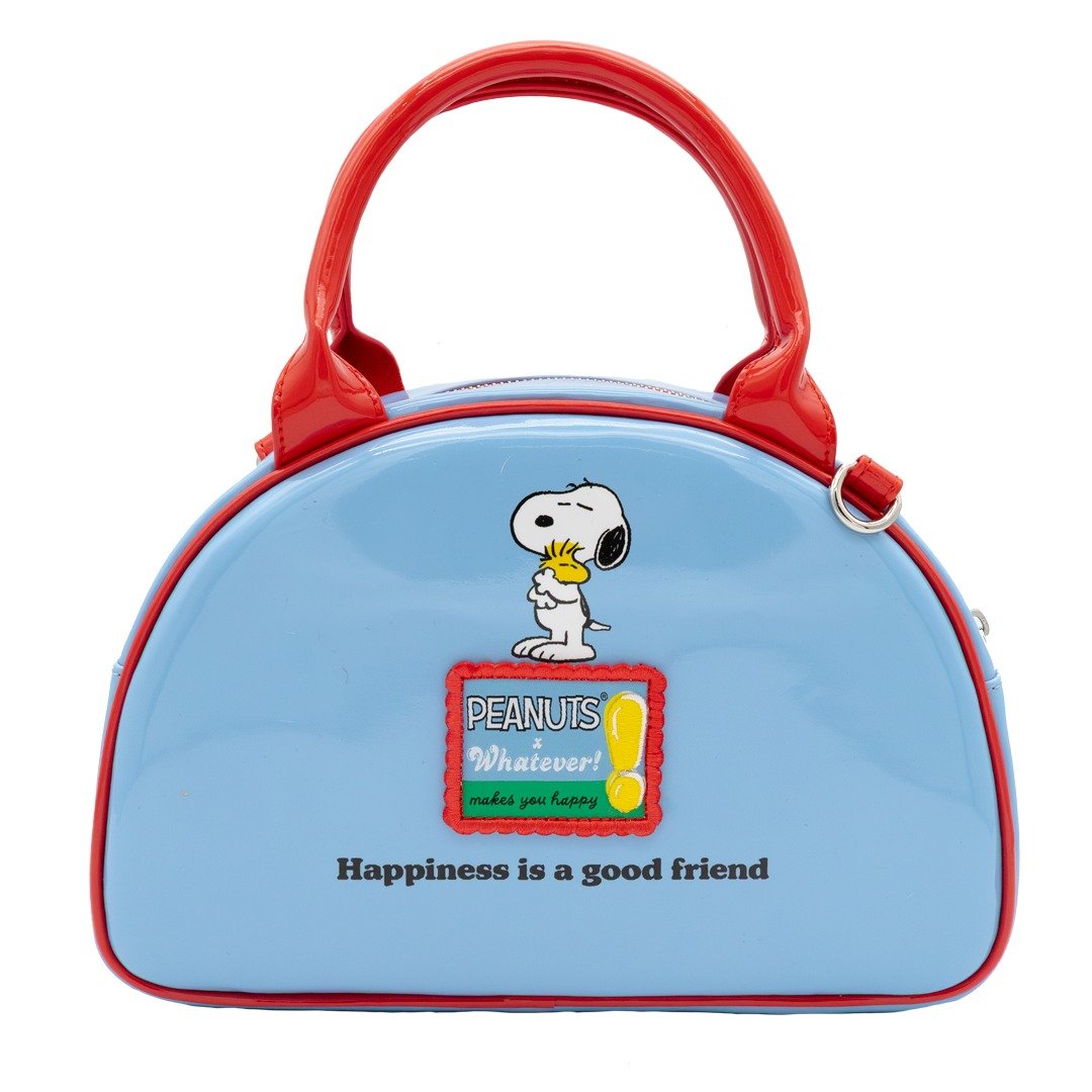 Whatever Makes You Happy Peanuts 75th Anniversary Snoopy “Happiness Is a Good Friend” Bowler Bag