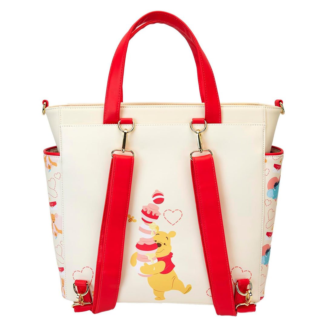 Loungefly Disney Winnie The Pooh &amp; Friends Hearts Convertible Backpack &amp; Tote Bag
