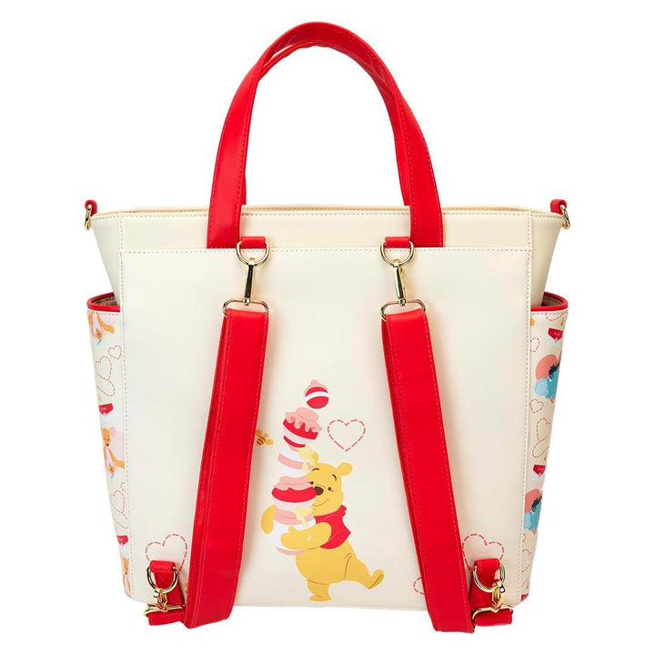 Loungefly Disney Winnie The Pooh &amp; Friends Hearts Convertible Backpack &amp; Tote Bag