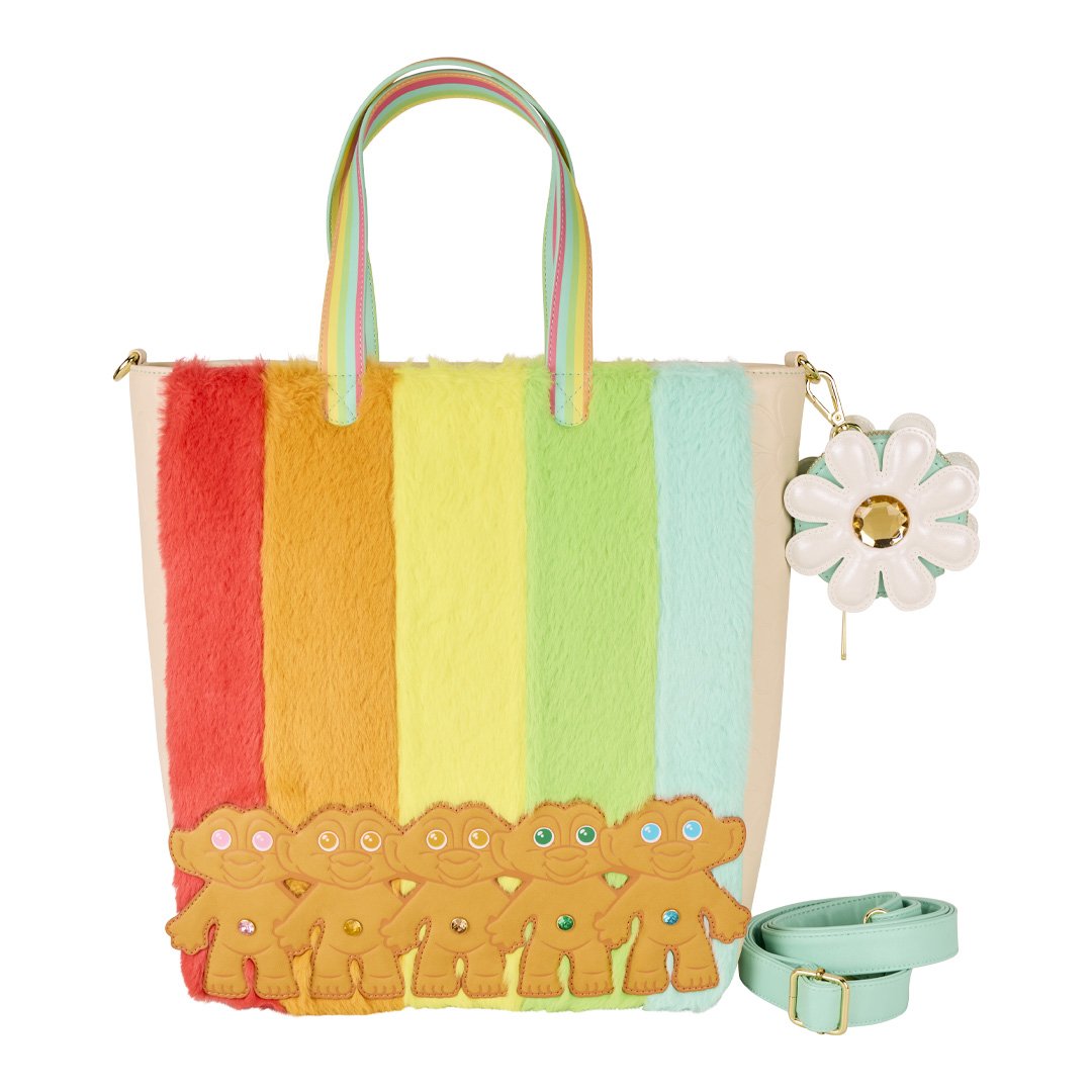 Loungefly Universal Classic Trolls Plush Glitter Tote Crossbody Bag with Coin Bag