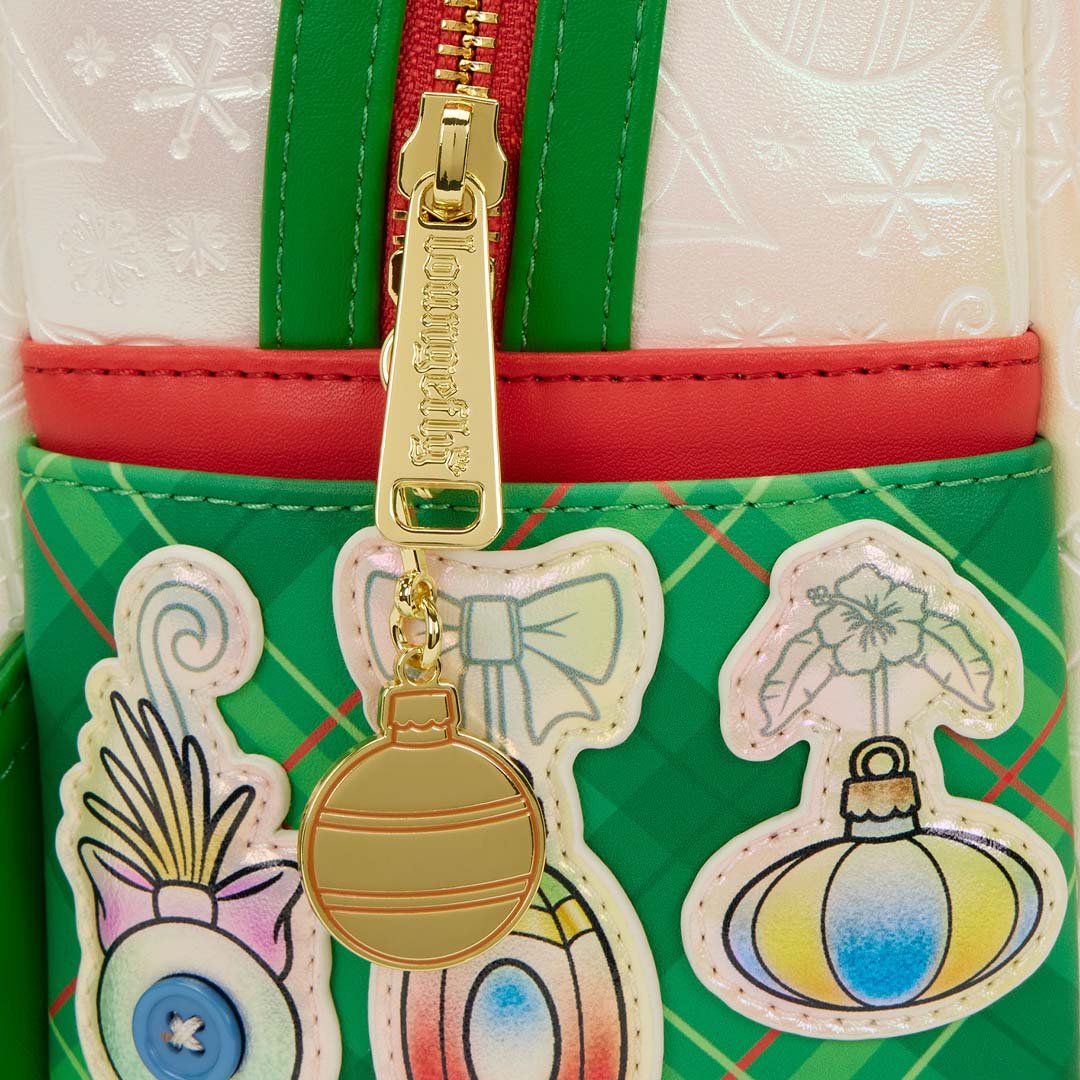Loungefly Disney Stitch &amp; Scrump Iridescent Holiday Ornament Mini Backpack