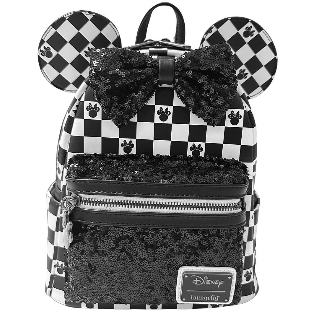 Loungefly Disney Minnie Mouse Checkered Sequin Womens Backpack