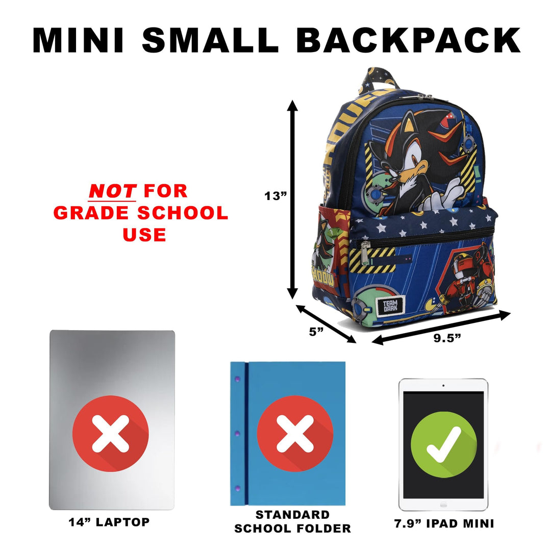 Wondapop Sega Sonic Shadow Team Dark 13" Deluxe Nylon Mini Backpack