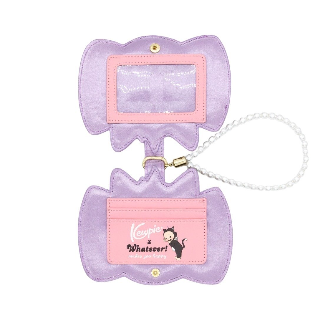 Whatever Makes You Happy Kewpie Cat Bow Wristlet Padded Card Holder