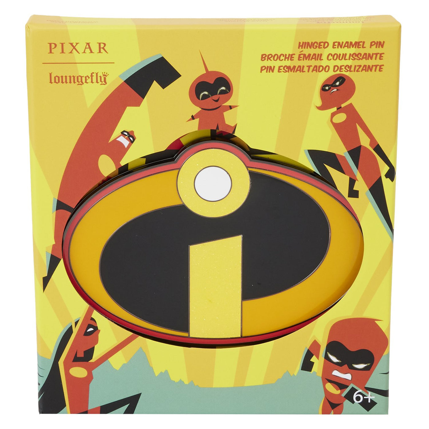 Loungefly Pixar The Incredibles 20th Anniversary Hinged 3" Collector Box Pin - Front