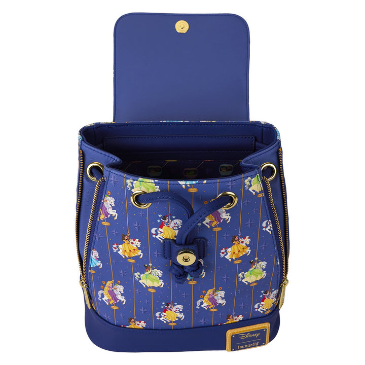 Loungefly Disney Princess Carousel All-Over Print Drawstring Mini Backpack