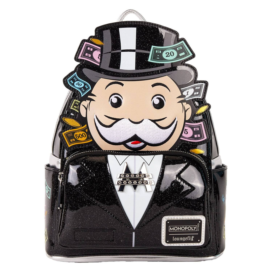 Loungefly Hasbro Monopoly 90th Anniversary Pennybags Glitter Cosplay Mini Backpack
