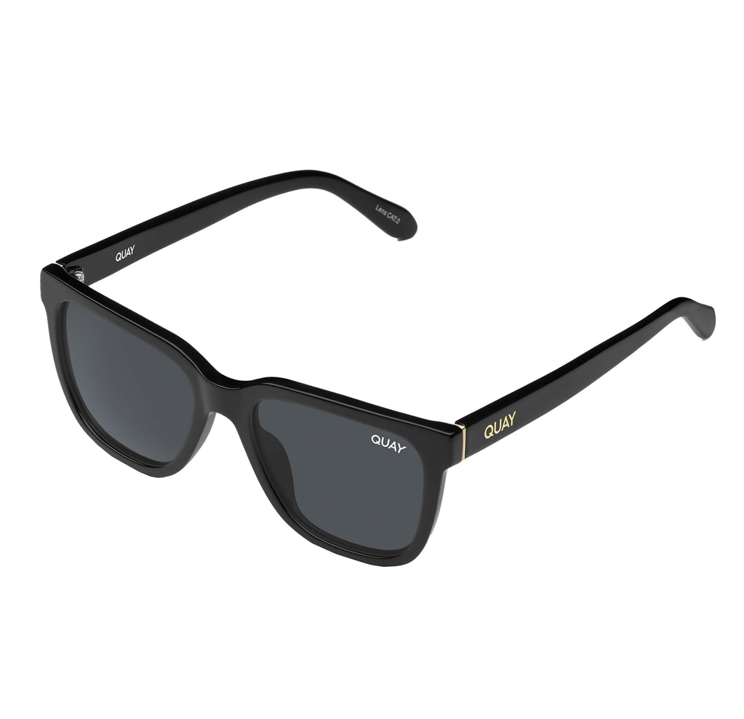 Quay Australia Wired Medium Polarized Sunglasses - Black Frame/Smoke Polarized Lens - Angle