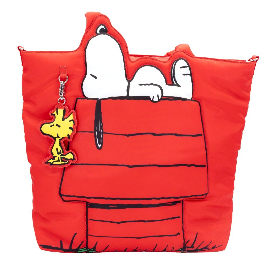 Whatever Makes You Happy Peanuts 75th Anniversary Snoopy House Padded Nylon Tote Bag