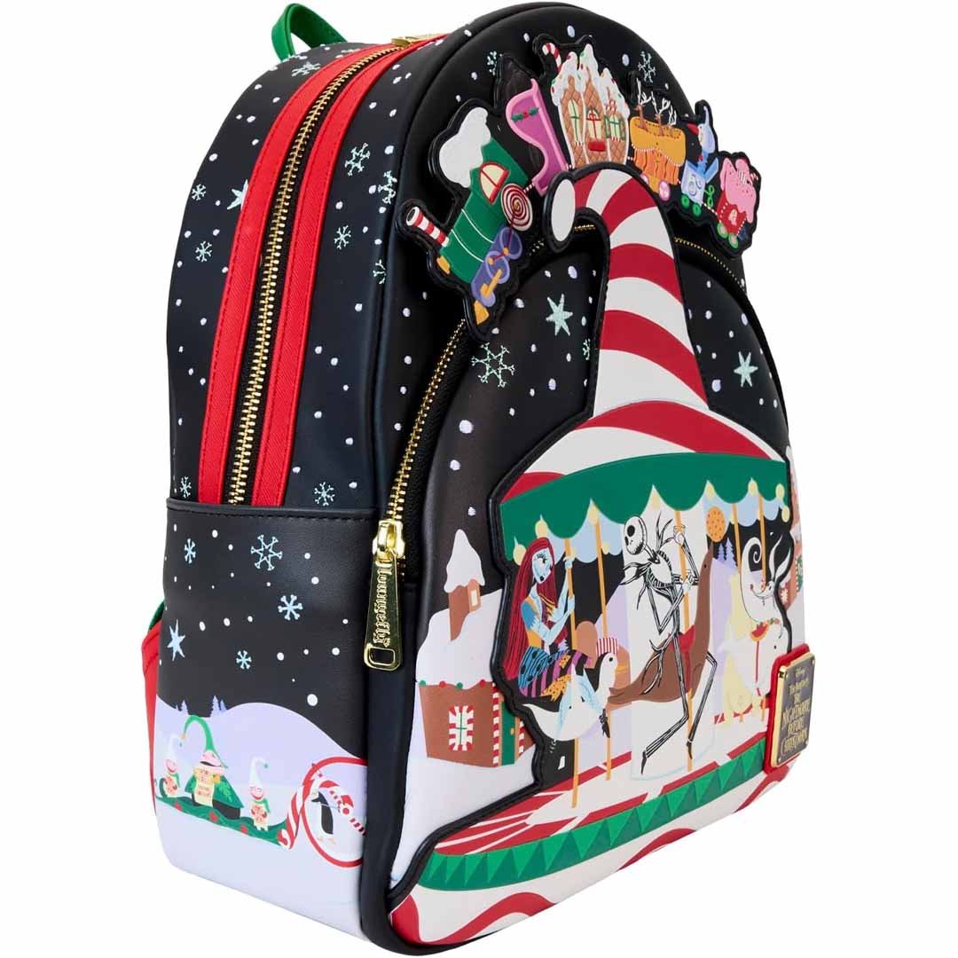 Loungefly Disney The Nightmare Before Christmas Candy Cane Carousel Glow Mini Backpack