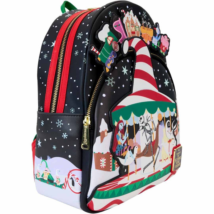 Loungefly Disney The Nightmare Before Christmas Candy Cane Carousel Glow Mini Backpack