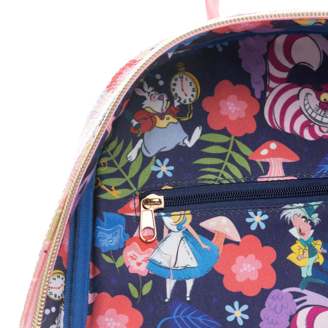 Wondapop Disney Alice In Wonderland Cheshire Cat Everyone Here is Mad 11" Vegan Leather Fashion Mini Backpack