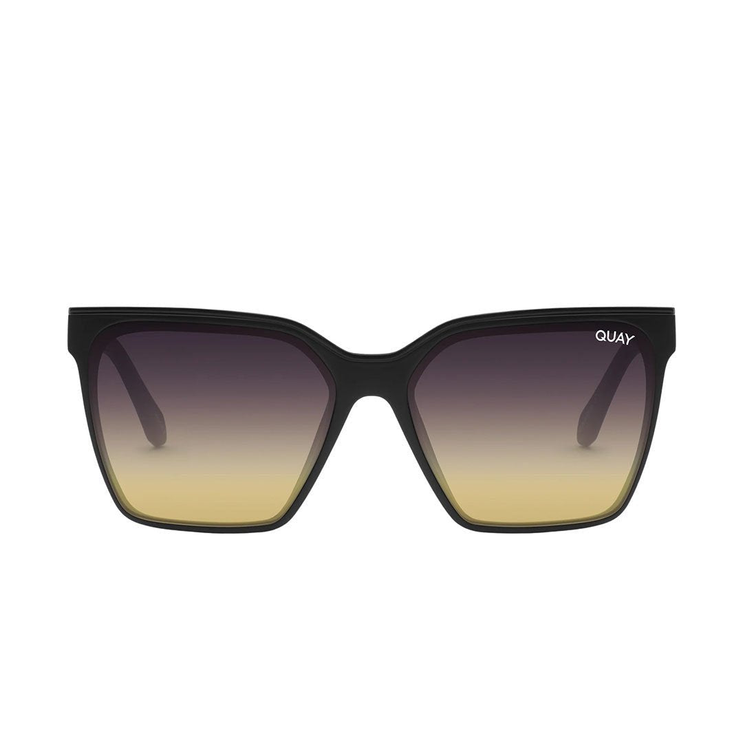 Quay Women's Level Up Square Sunglasses - Matte Black Frame / Black Gold Lens - Front