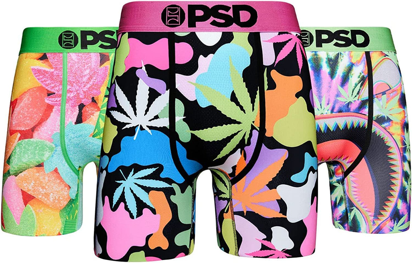 PSD Underwear Men's Neon Canna Boxer Briefs 3-Pack PSD Men's Tropical Pineapple