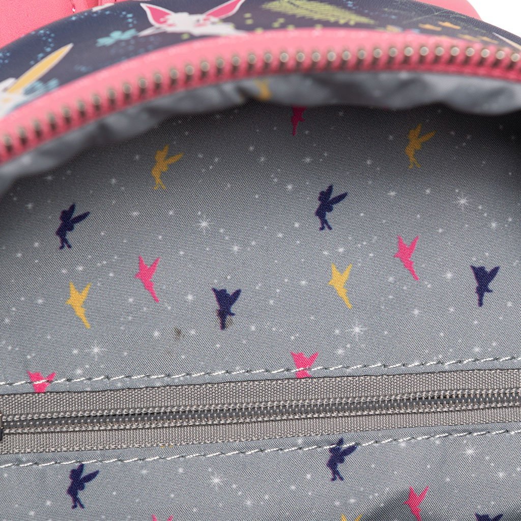 Loungefly Disney Tinkerbell Glow in the Dark Allover Print Mini Backpack w/ Pink Straps - 707 Street Exclusive