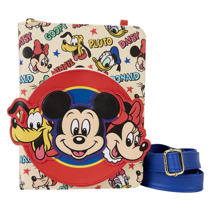 Loungefly Disney Mickey &amp; Friends Classic All-Over Print Refillable Stationery Zip Around Crossbody Journal