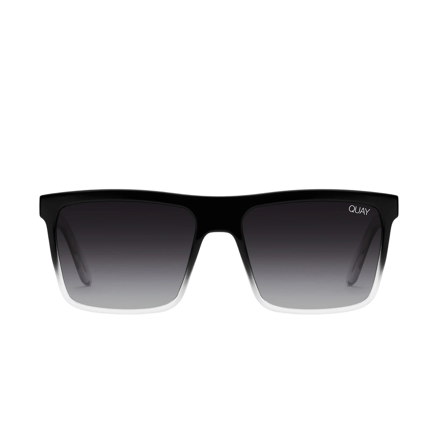 Quay Unisex Let It Run Oversized Square Sunglasses (Black Clear Frame/Smoke Polarized Lens) - front
