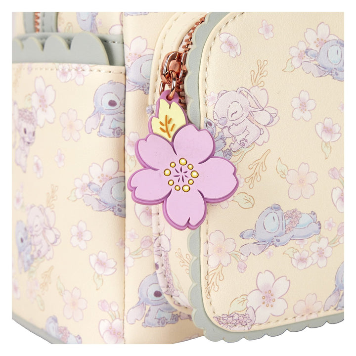 Loungefly Disney Stitch &amp; Angel Cherry Blossom All-Over Print Mini Backpack