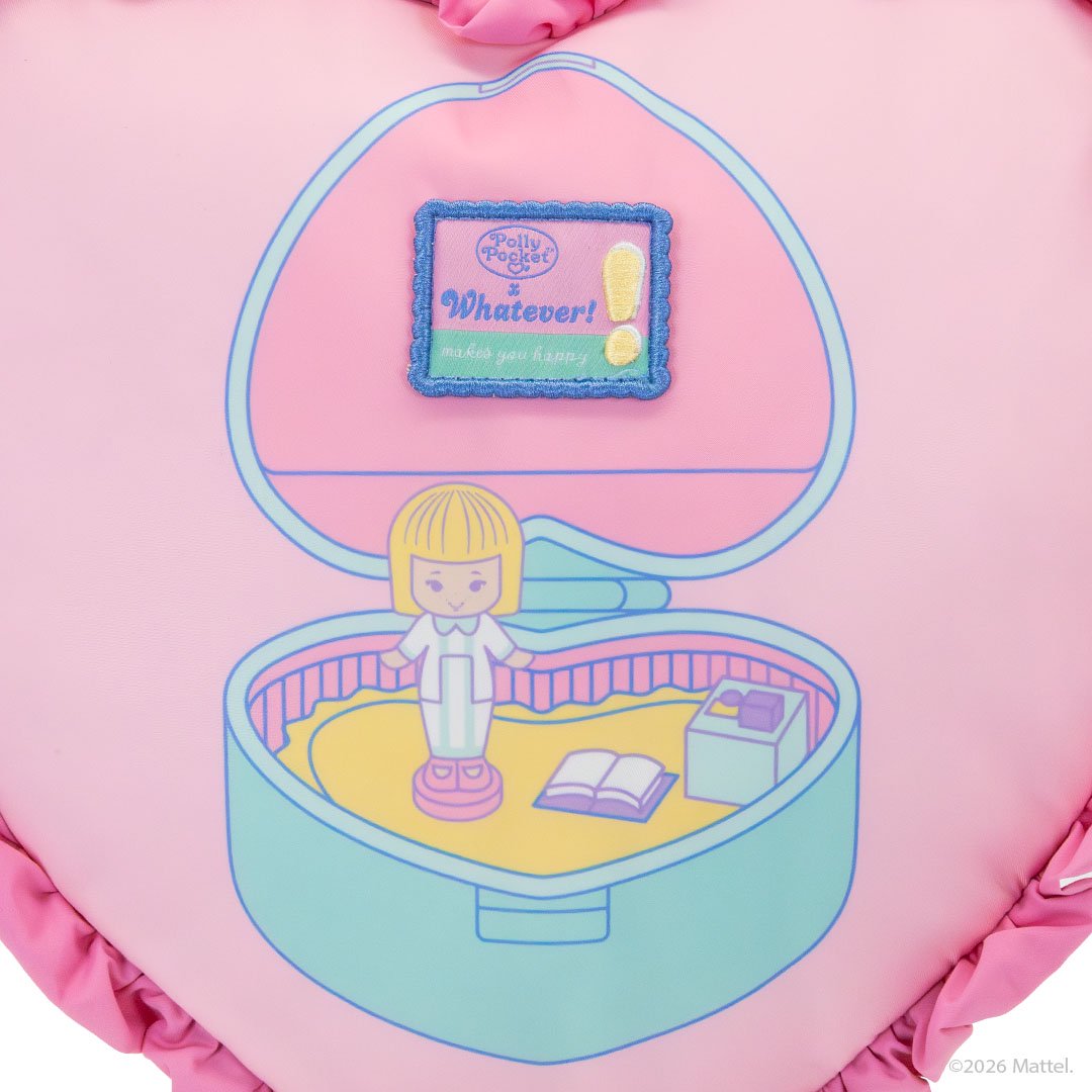Whatever Makes You Happy Polly Pocket Oversized Heart Shaped Padded Nylon Tote Bag