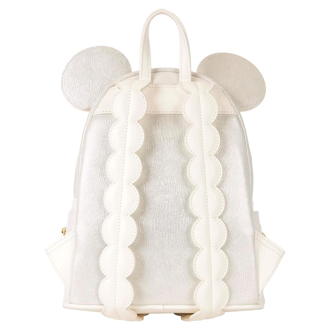 Loungefly White Lace Minnie Ear Mini Backpack Minnie Mouse Iridescent Lace Wedding Mini Backpack main image 3