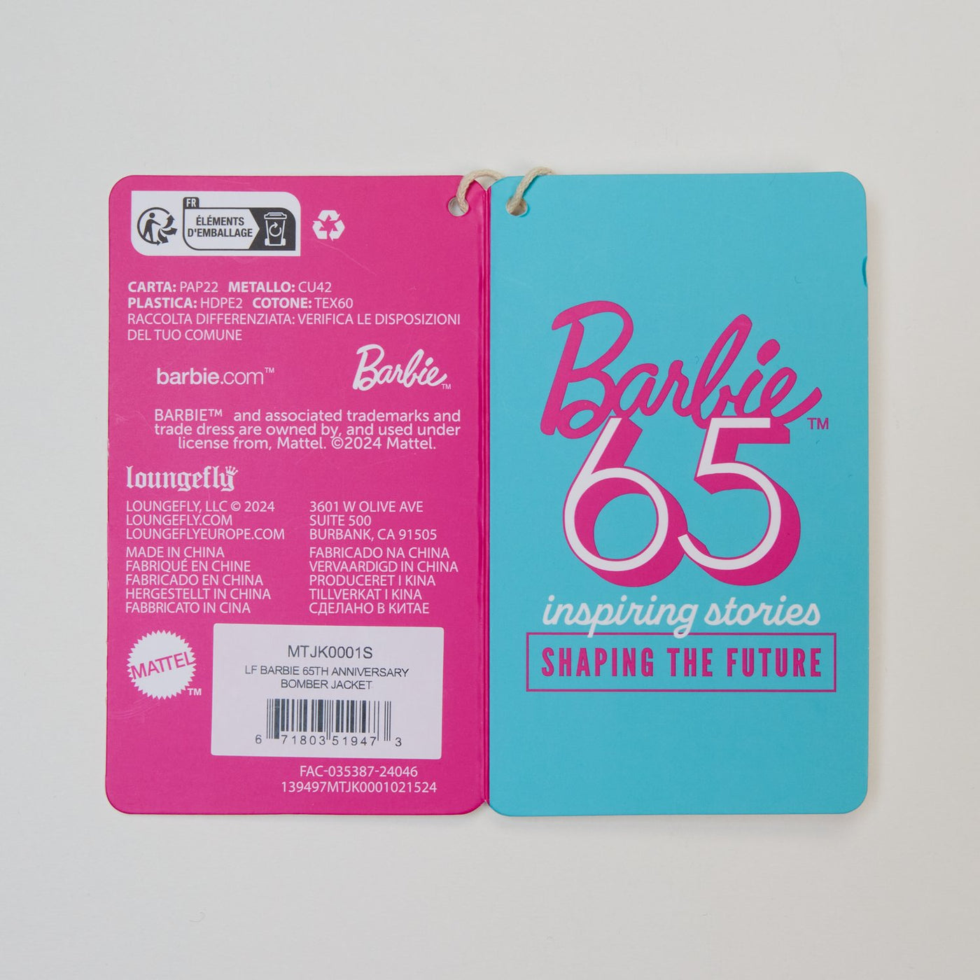 Loungefly Mattel Barbie 65th Anniversary Bomber Jacket - Hang Tag 1