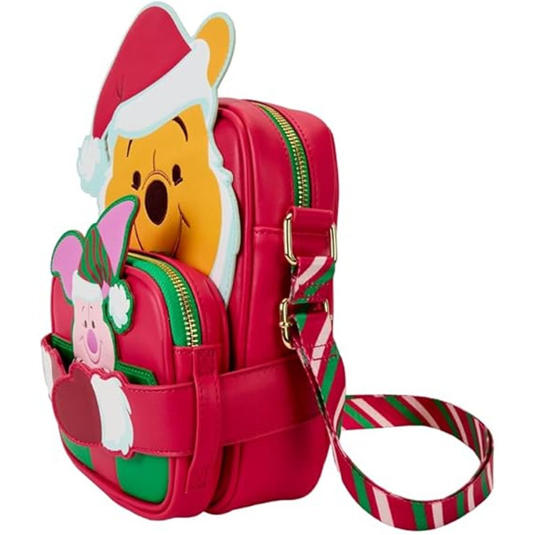 Loungefly Disney Winnie The Pooh Santa Winnie &amp; Piglet Crossbuddies Cosplay Crossbody Bag With Coin Bag